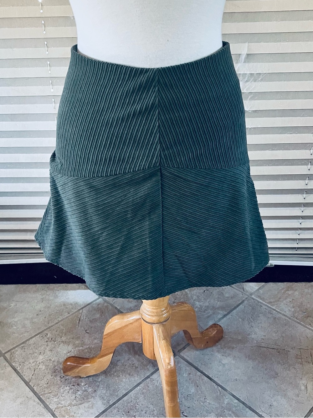 Corded A-Line Mini Skirt in Deep Green